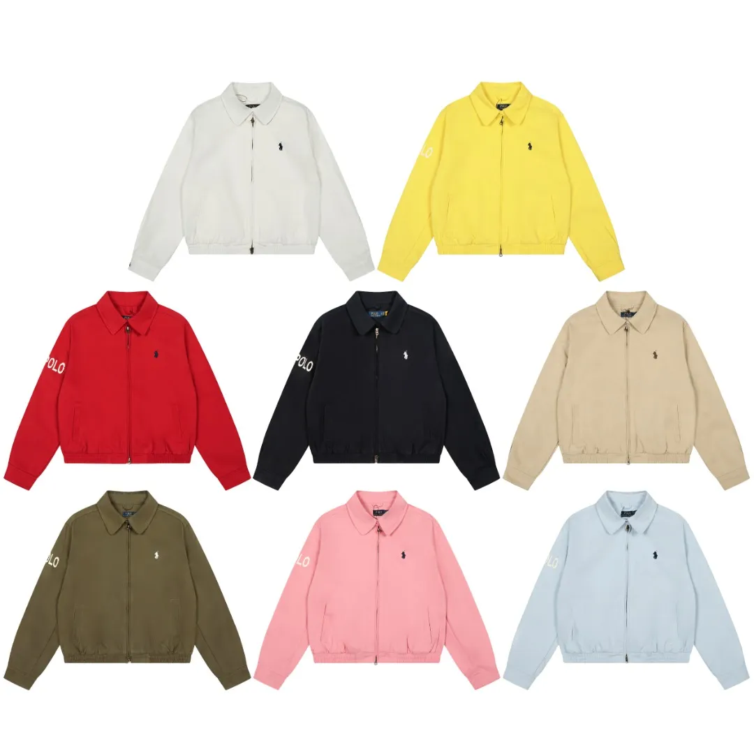 P300 top quality" Style number: 8101# (not off the shelves all year round) [Ralph Lauren/Ralph Lauren old cadre pony embroidered armband POLO jacket] ✅Ralph Lauren Ralph Lauren classic basic American retro old cadre goddess style jacket ✅Pure cotton high-gram heavy wash, soft, comfortable and tangible, upright and textured ✅Customized Vintage bronze double-open zipper head to restore the same quality as the cabinet version ✅This style: White/khaki color. There are waist patterns inside the threads of the collar and cuffs. Please note~ ✅Retro versatile jacket. The upper body is very flattering. Versatile model YYDS~ ✅Versatile for daily wear and work wear. ✅The upper body is simple and easy to wear. A must-have for goddess ootd. Good-looking clothes are never too picky. A must-have in the goddess' wardrobe. Size: S-XL. Color: White, yellow, red, navy, khaki, pink, light blue, olive green.